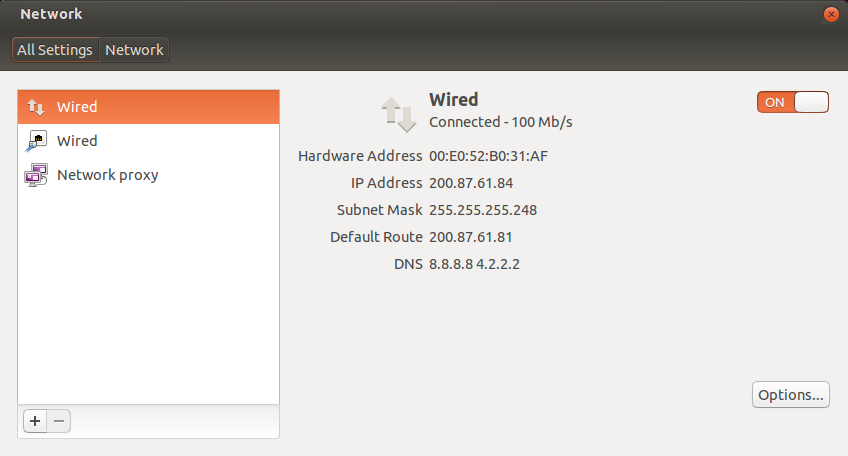 Ubuntu Desktop network settings