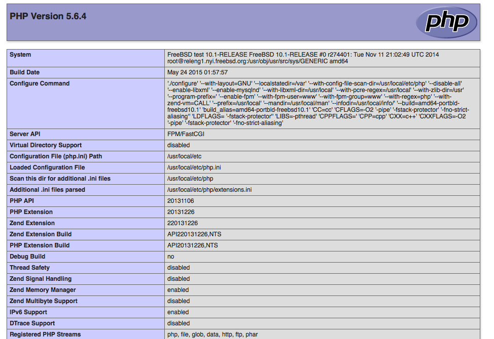 imágen de la información de PHP Info
