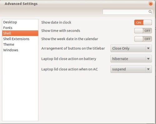 advance settings ubuntu