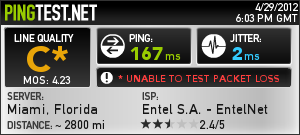 Ping test in Bolivia