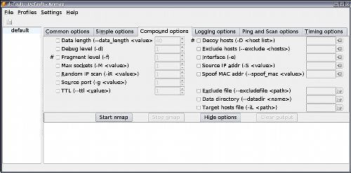knmap nmap GUI for KDE kubuntu compound options