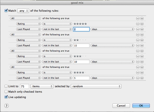 iTunes smart playlist rules iTunes smart playlist rules